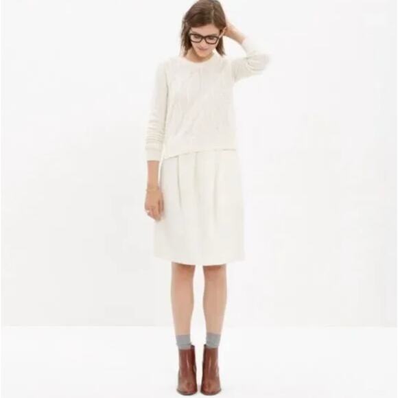 Madewell Ivory Cream Modern Line Corridor Skirt Tulip Pleated Textured 2 XS - Picture 2 of 10